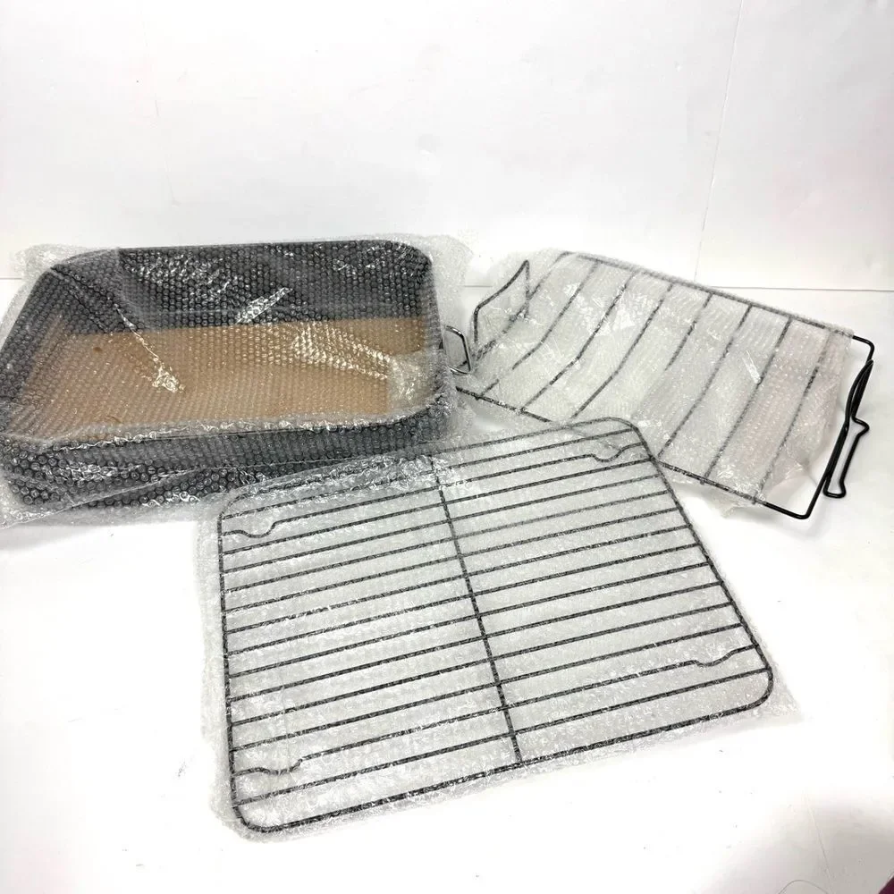 Nonstick Black Roasting Pan with Rack - 16 Inch Rectangular Dishwasher Safe